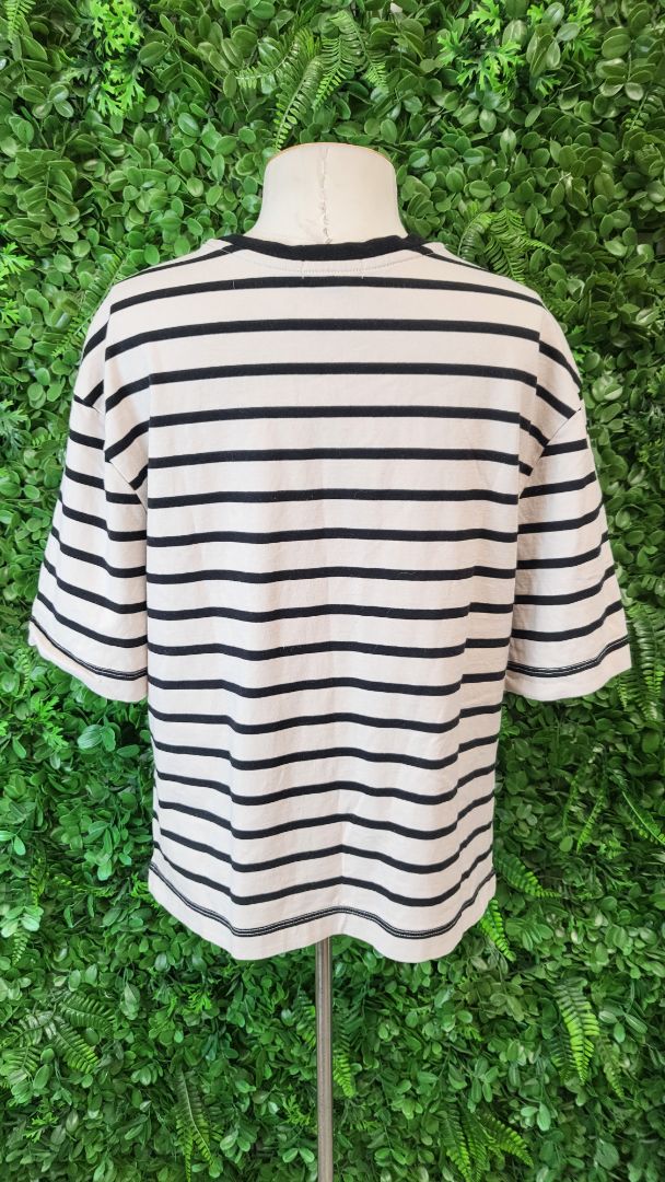 Taylor Sport Stripe Casual Tee Taupe/Black