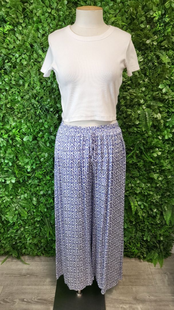 Kiwi St Tropez Leaf Wide Leg Silk Blend Pant 10