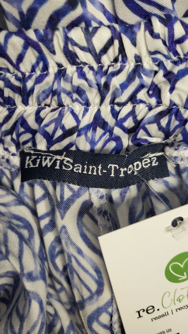 Kiwi St Tropez Leaf Wide Leg Silk Blend Pant 10