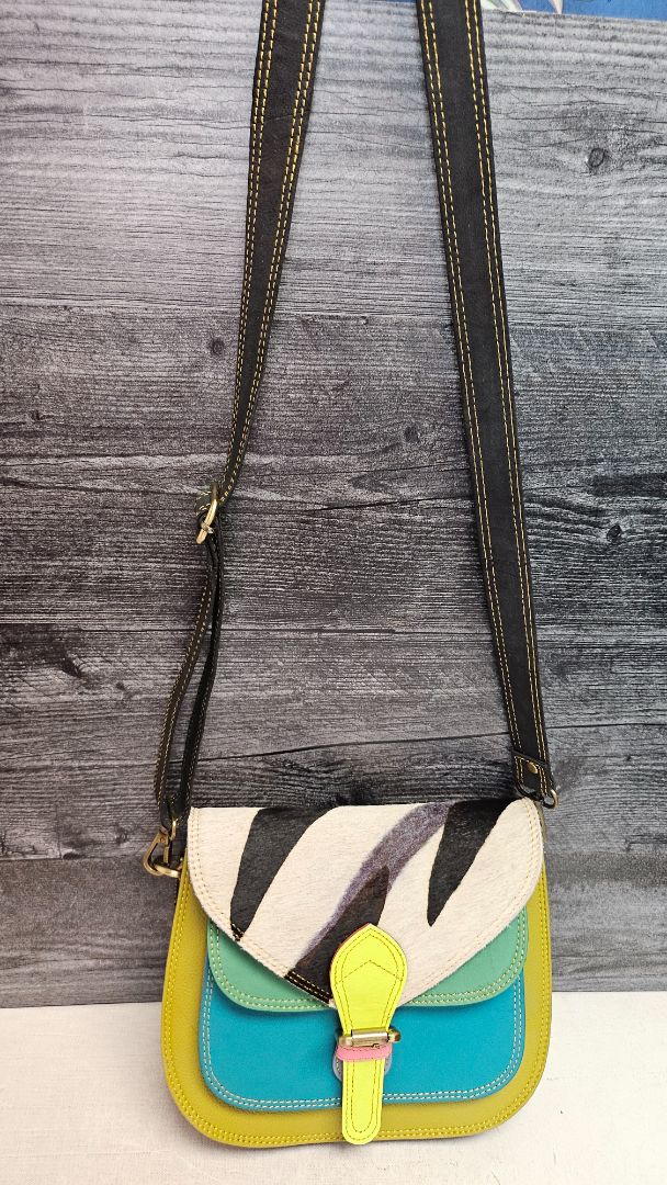 Aurora Lily Multi Zebra Leather Bag (23x19x4cm)