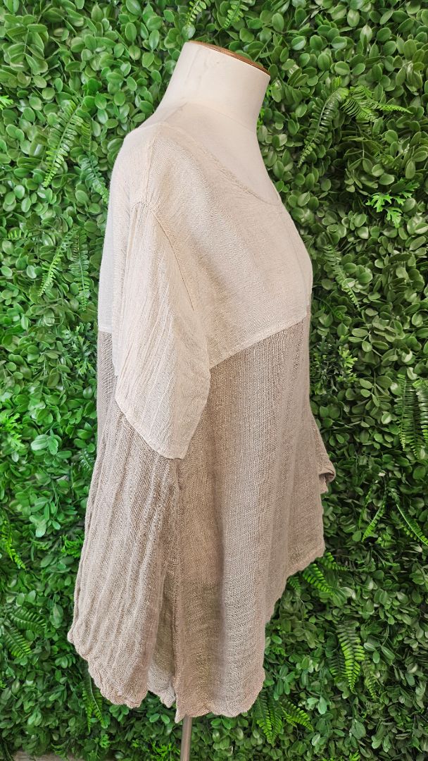 Eclectia Taupe Linen Top (12-14)