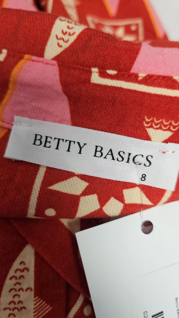 Betty Basics Red/Pink Print Tier Dress (8)