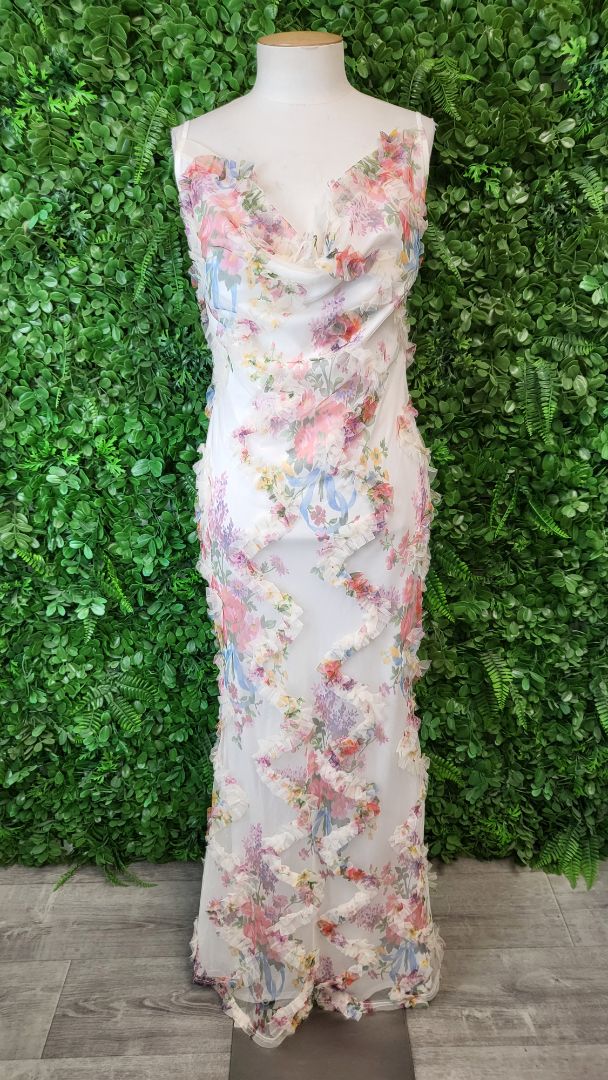 Pretty Little Thing Floral Ruffle Maxi Dress BNWT (6-8)