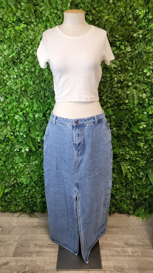 Huffer Blue Denim Long Skirt (14)