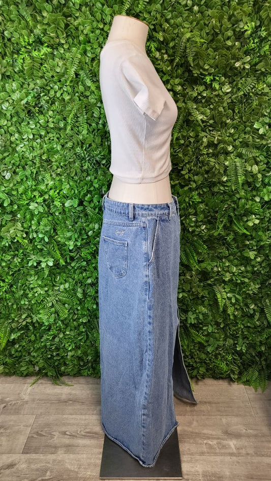 Huffer Blue Denim Long Skirt (14)