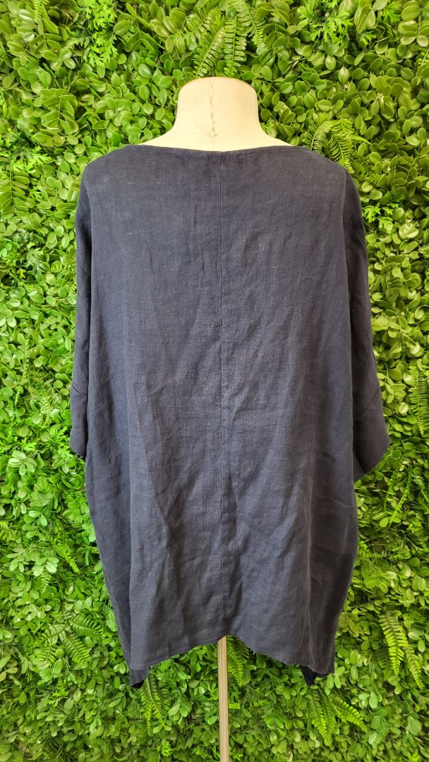 Cali & Co Navy Linen Top (14-16)