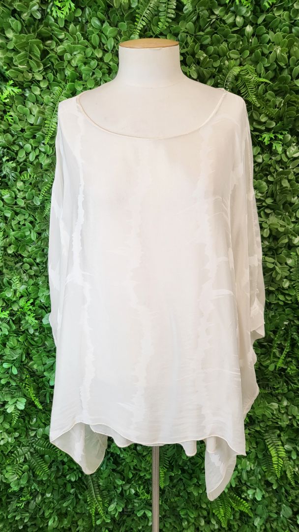 Imagine Italy Cream/Taupe Silk Top (12-16)