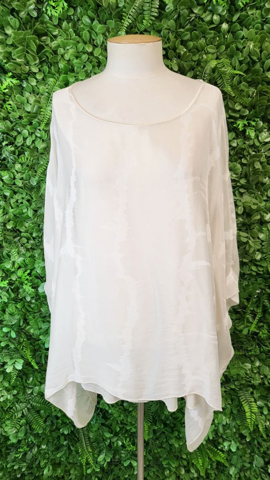 Imagine Italy Cream/Taupe Silk Top (12-16)