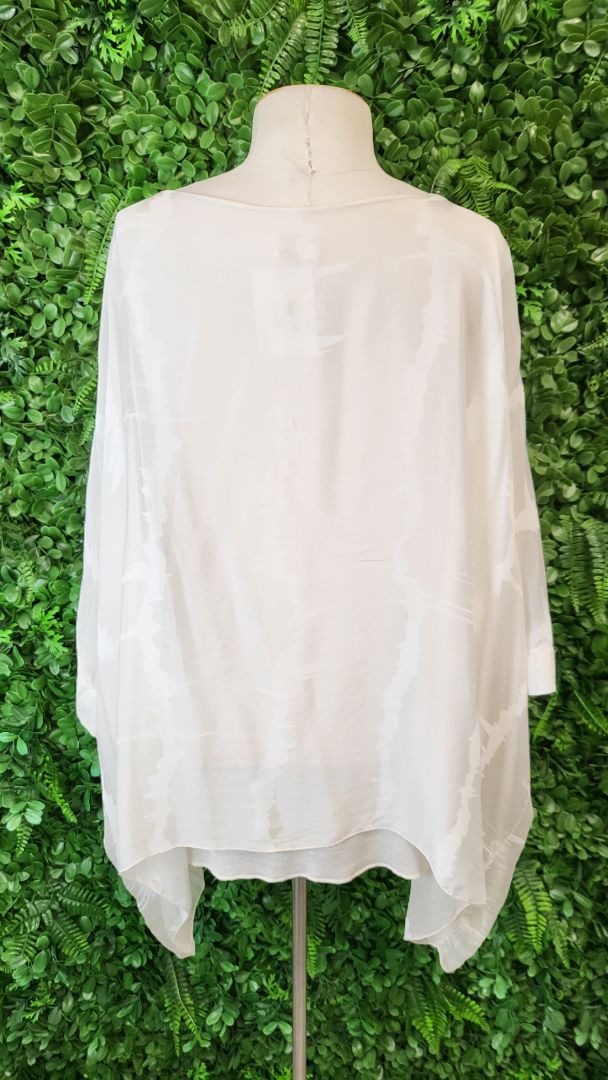 Imagine Italy Cream/Taupe Silk Top (12-16)