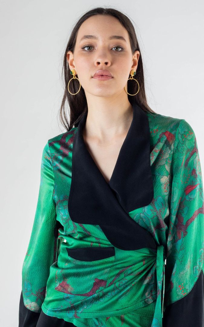 Rat & Boa Green Margeaux Tuxedo Kimono Jacket (12)