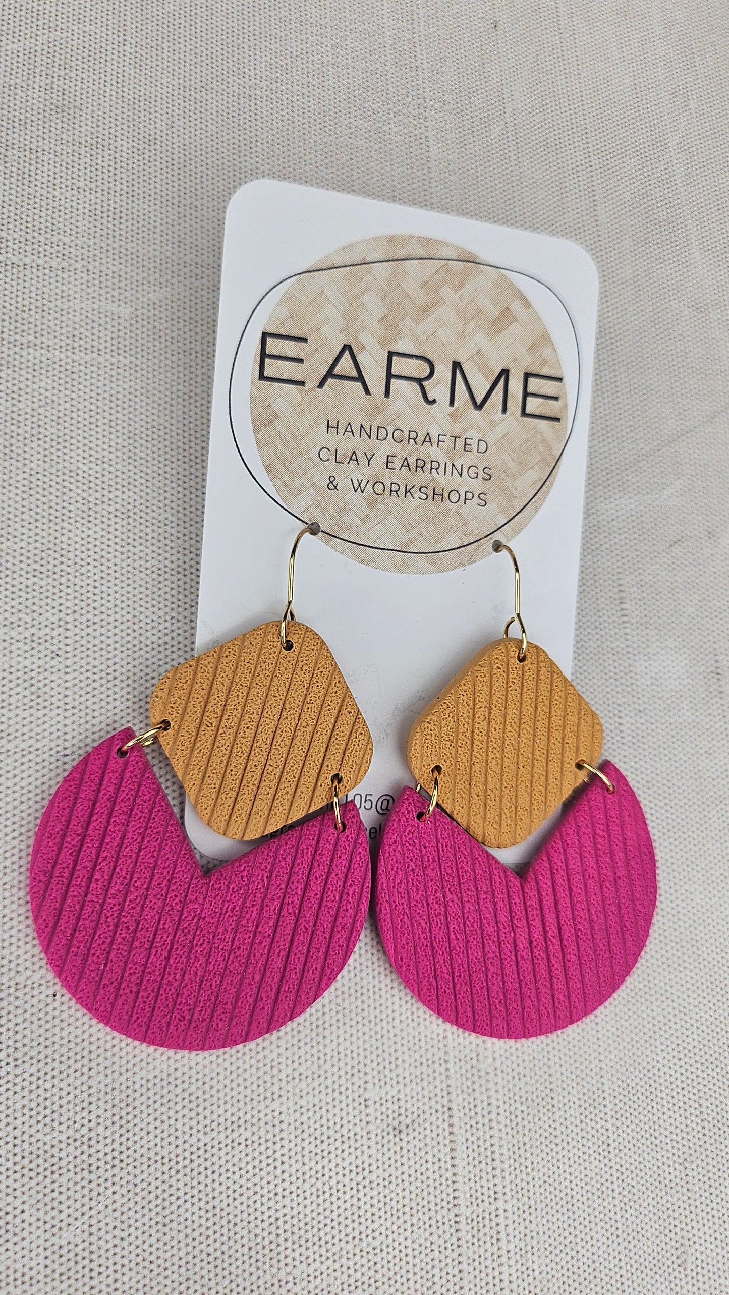 Earme  Pink/Mustard Earrings NEW