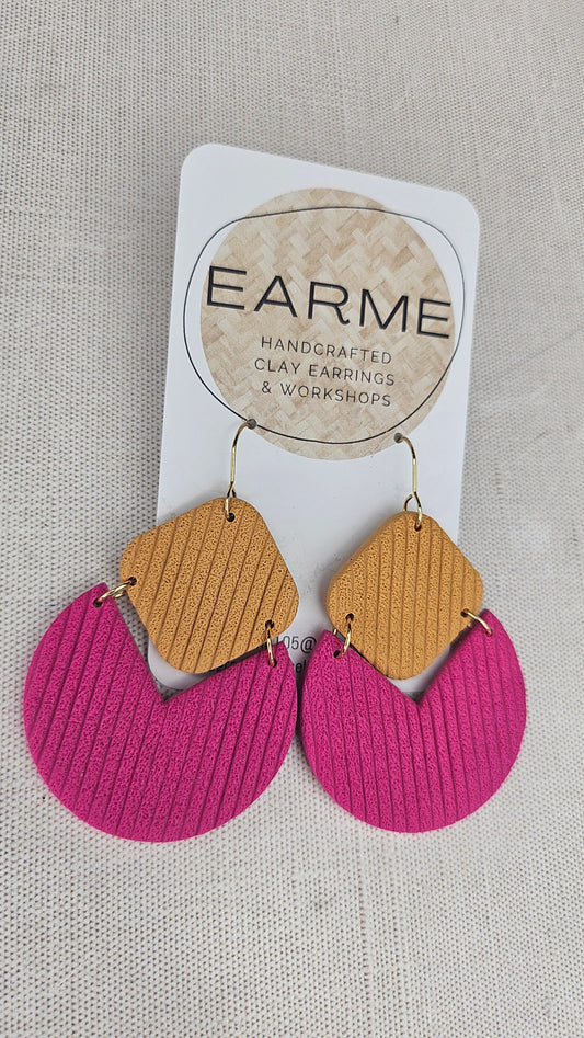 Earme  Pink/Mustard Earrings NEW
