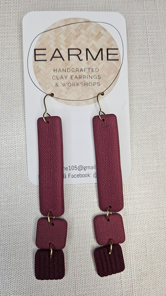 Earme  Long Drop Earring Burgundy
