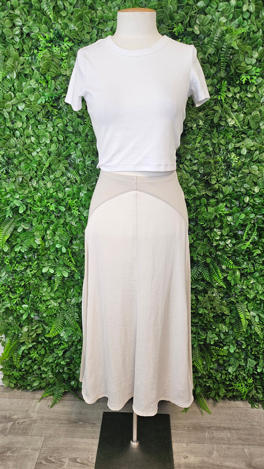 Paula Ryan Sand Panelled skirt (14-16)