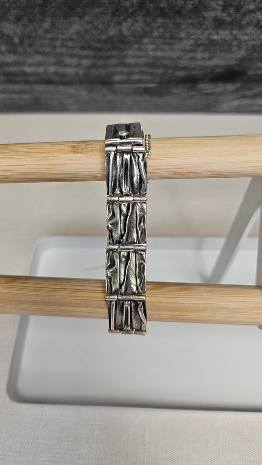 Brutalist  Sterling Silver Abstract Braclet 20cm