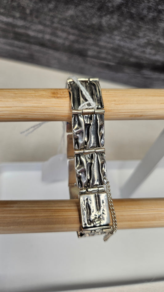 Brutalist  Sterling Silver Abstract Braclet 20cm