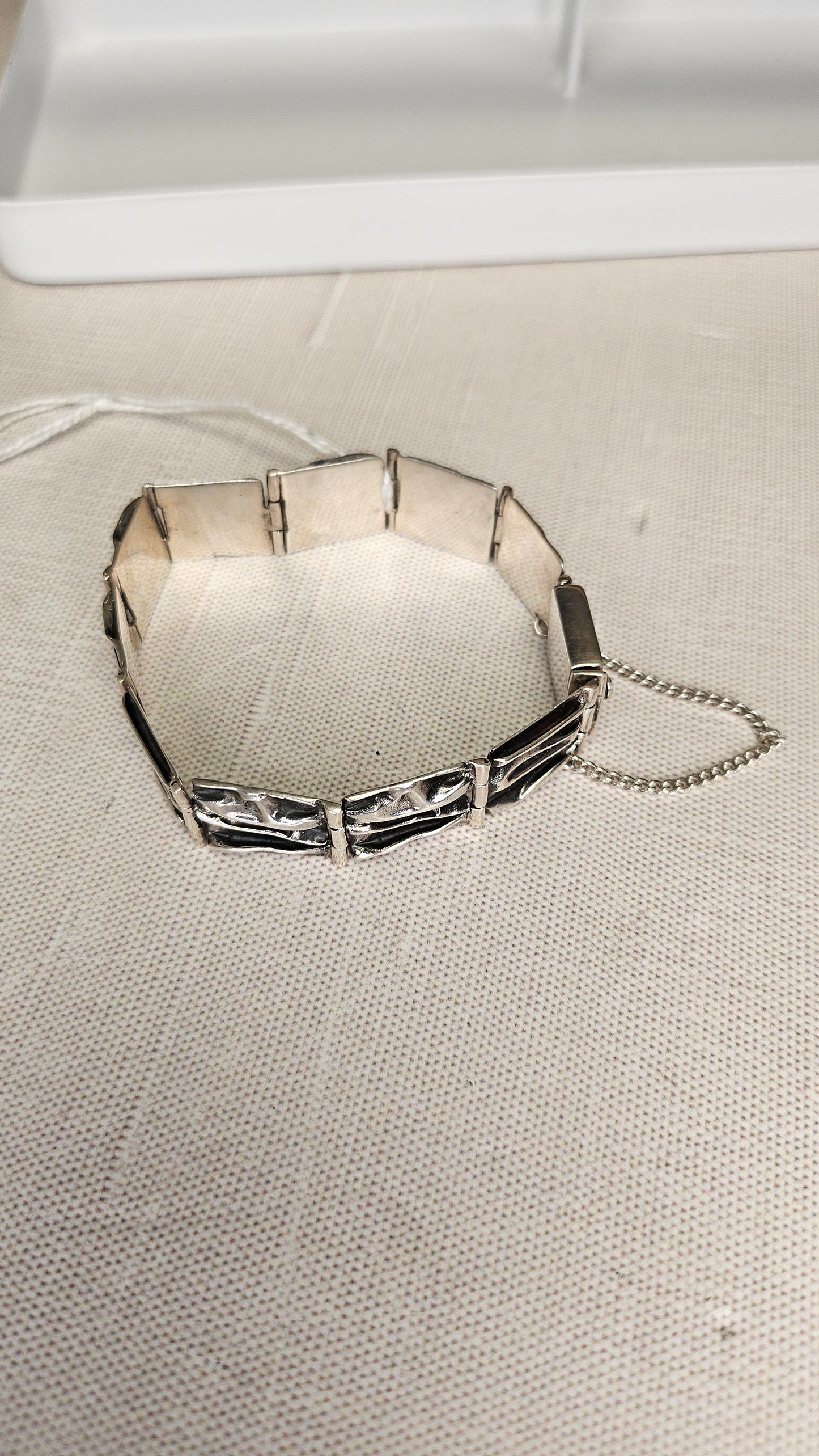 Brutalist  Sterling Silver Abstract Braclet 20cm