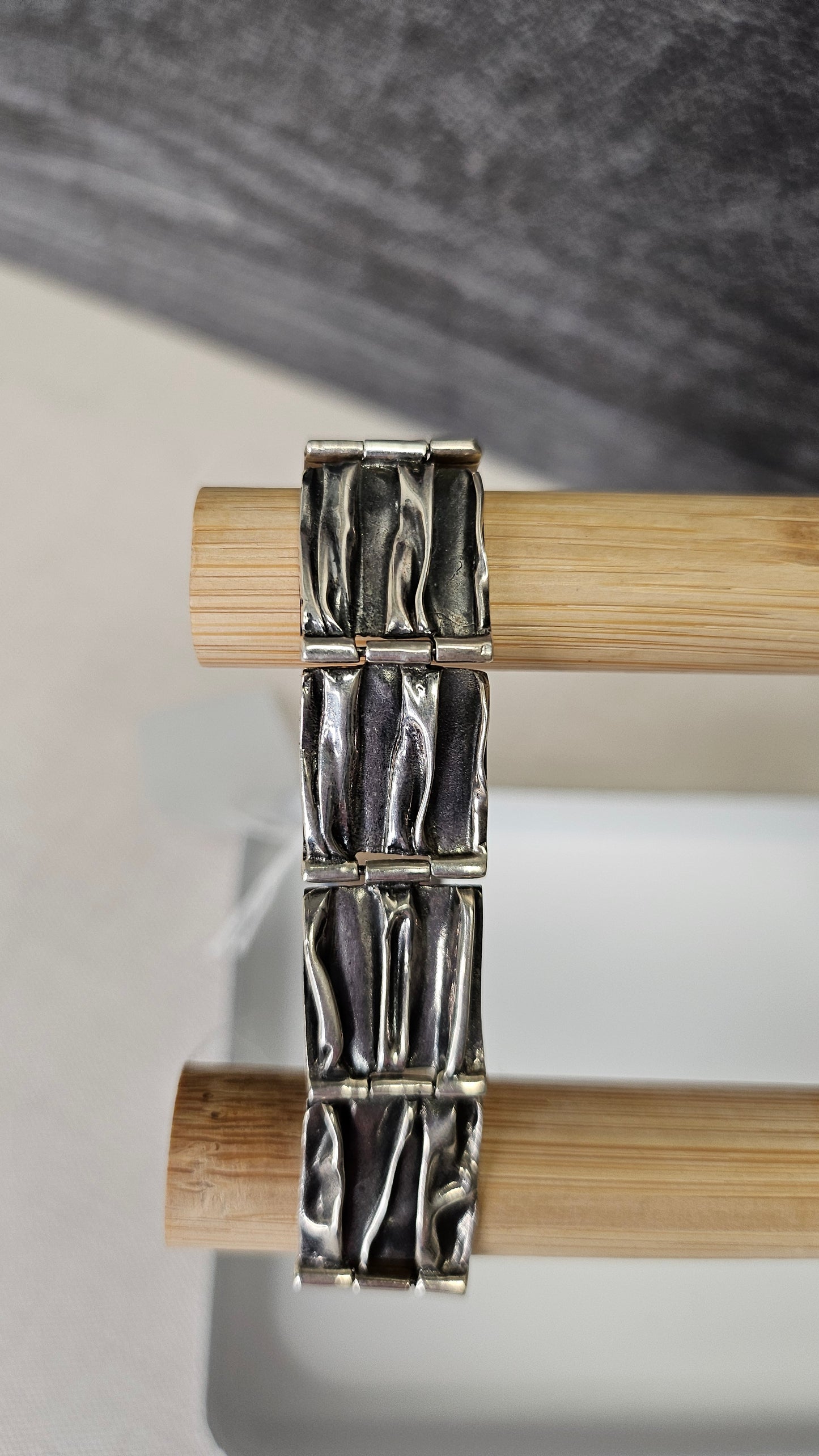 Brutalist  Sterling Silver Abstract Braclet 20cm