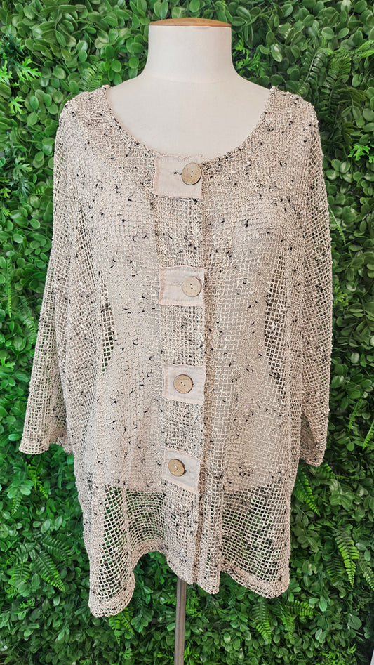 OLLA OH Natural Mesh Button Cardigan BNWT (16-18)