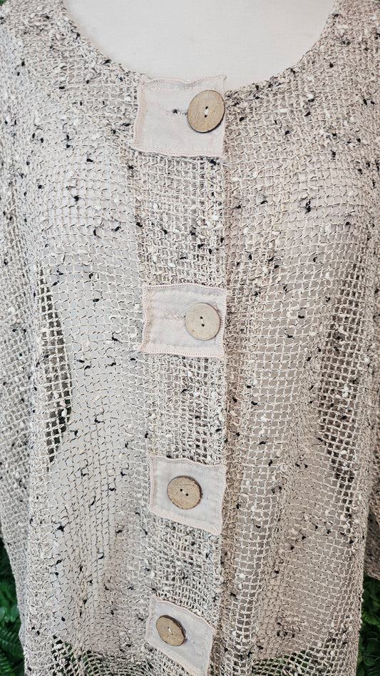 OLLA OH Natural Mesh Button Cardigan BNWT (16-18)