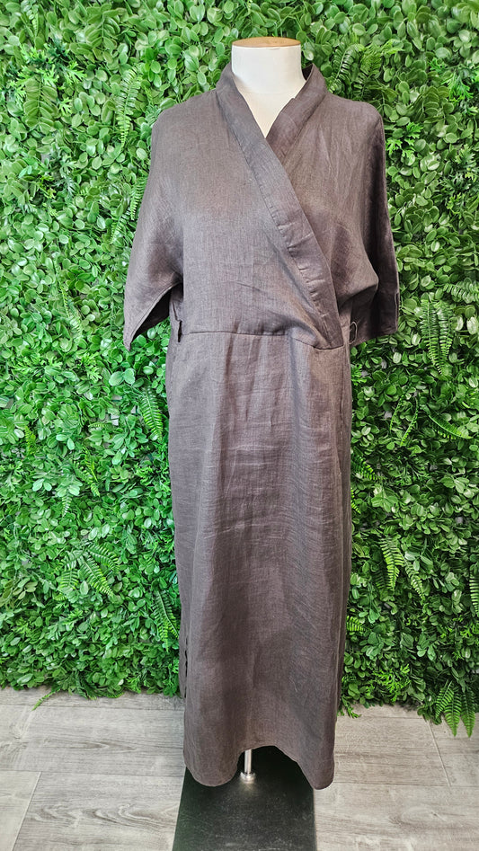 Lordship Linen Brown Linen Dress (16)