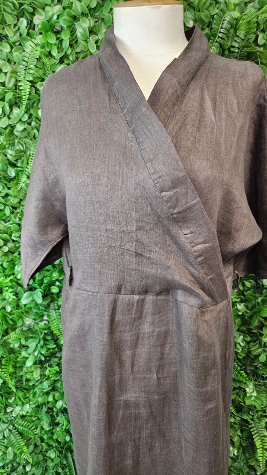 Lordship Linen Brown Linen Dress (16)