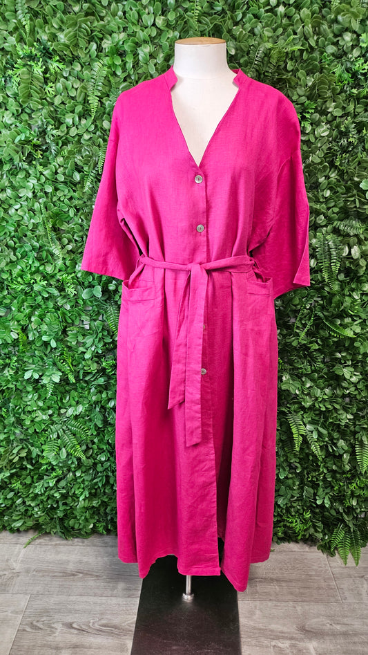Lordship Linens Fuschia Pink Linen Dress (12-14)