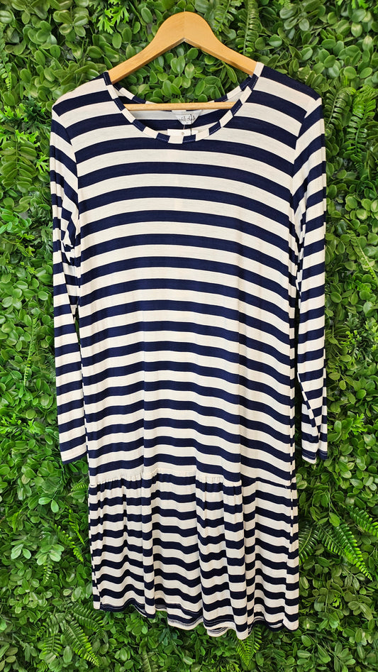 White Chalk Stripe Kowhai Dress BNWT (10)