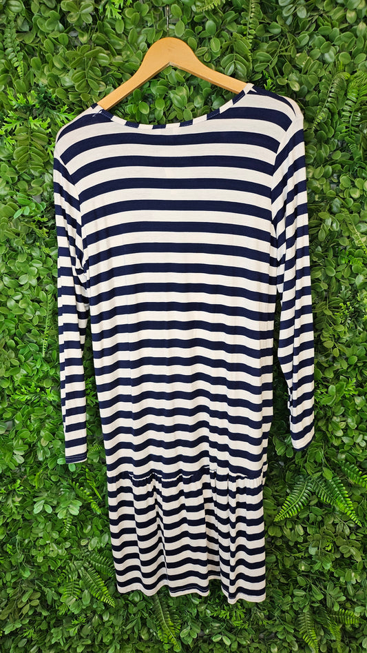 White Chalk Stripe Kowhai Dress BNWT (10)
