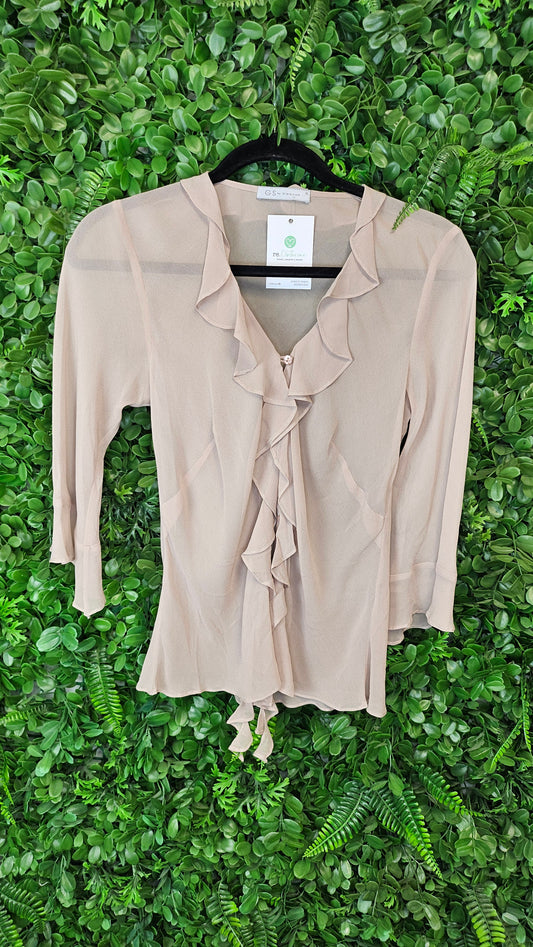 GS by George Beige Silk Ruffle Top (10)