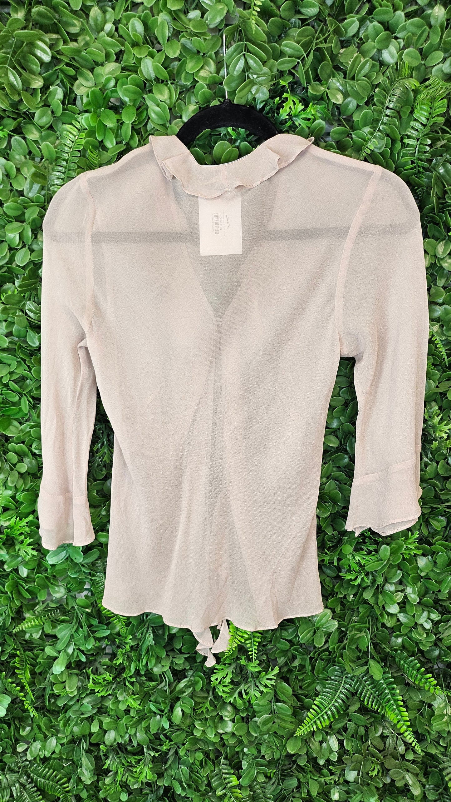GS by George Beige Silk Ruffle Top (10)