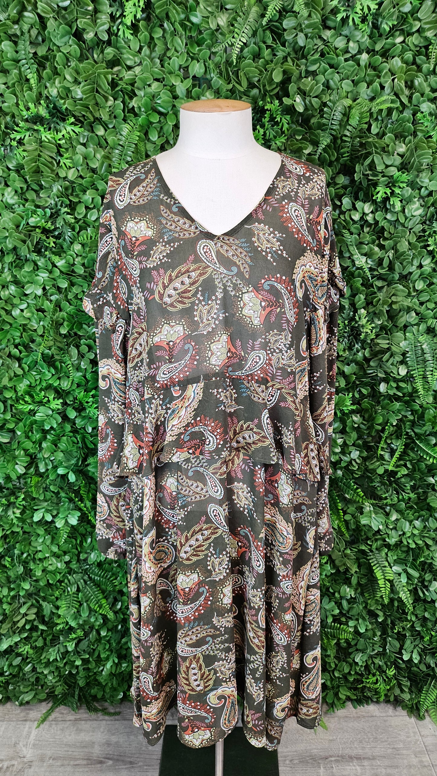 Lemon Tree Print Sheer Frill Dress (14)