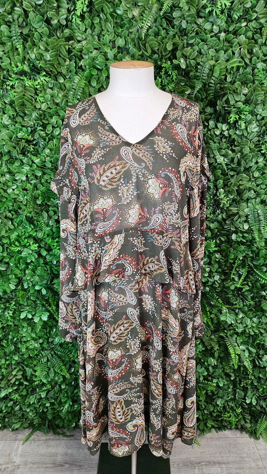 Lemon Tree Print Sheer Frill Dress (14)