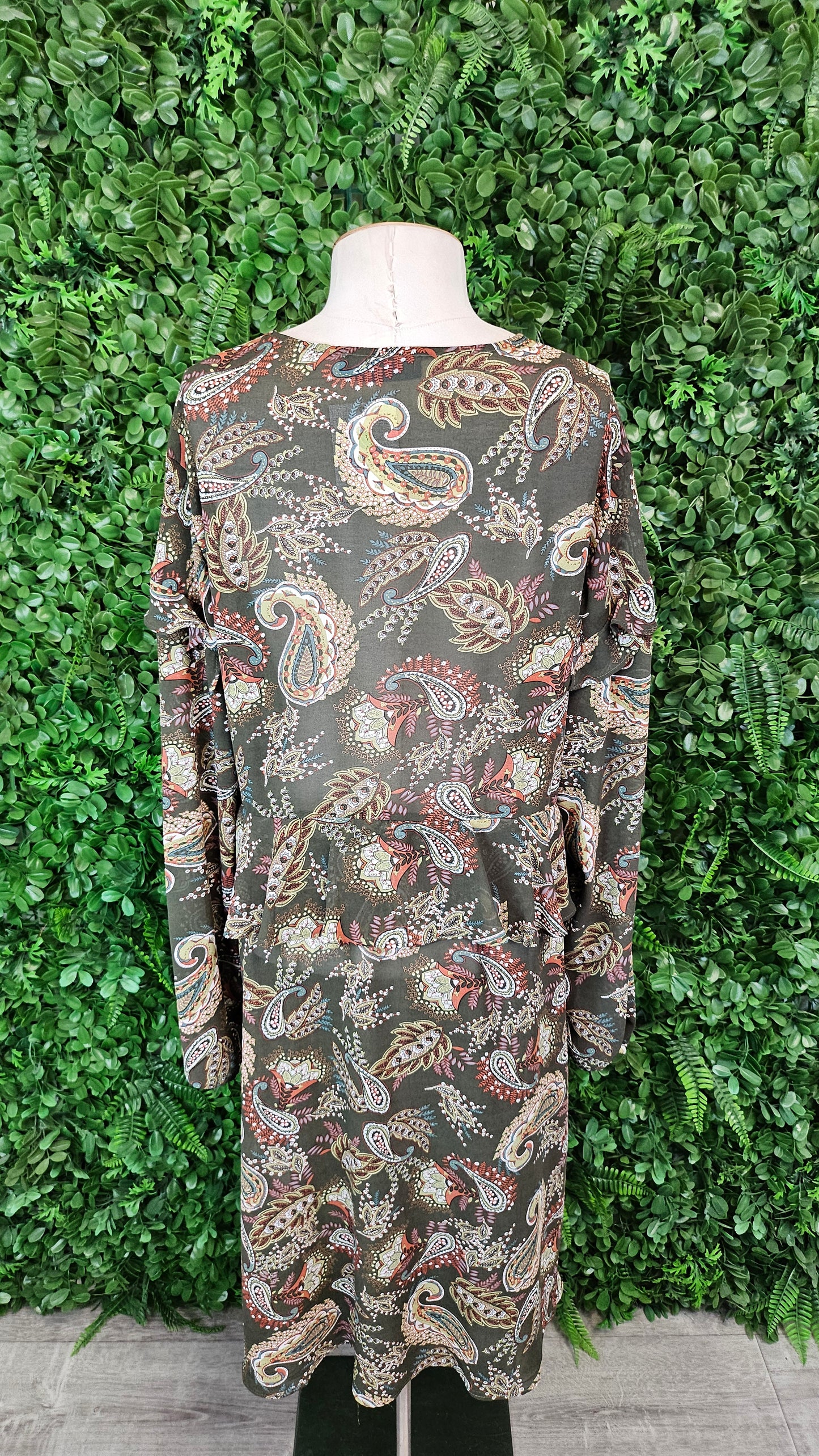 Lemon Tree Print Sheer Frill Dress (14)