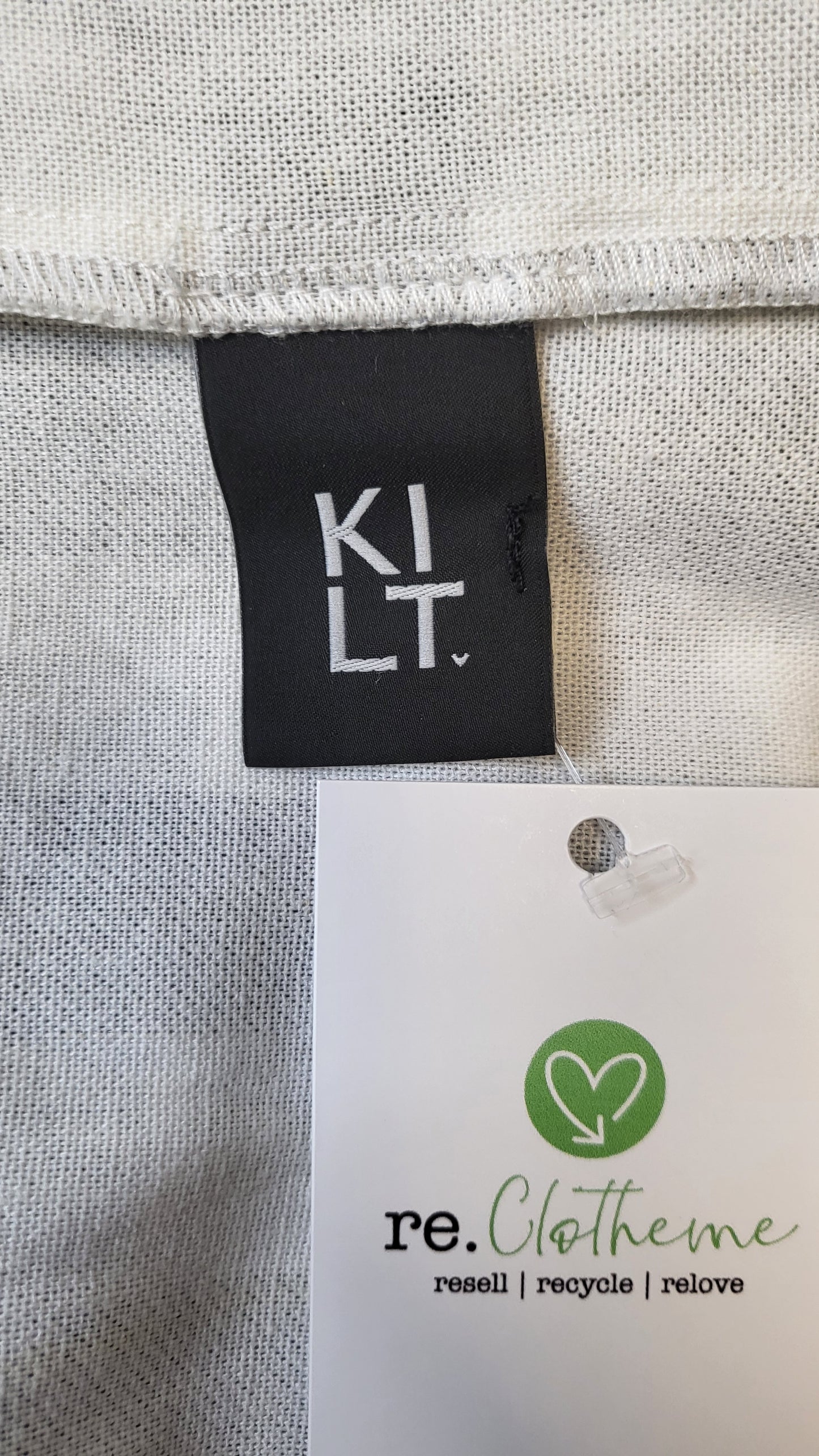 Kilt Cream/Navy Linen Blend Tank Dress (10)