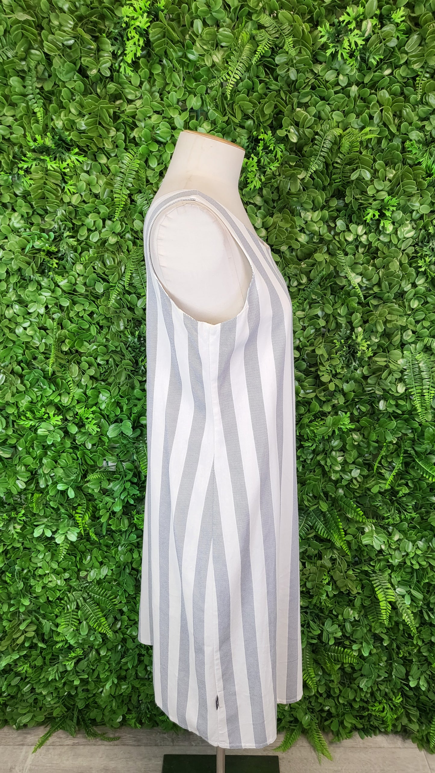 Kilt Cream/Navy Linen Blend Tank Dress (10)