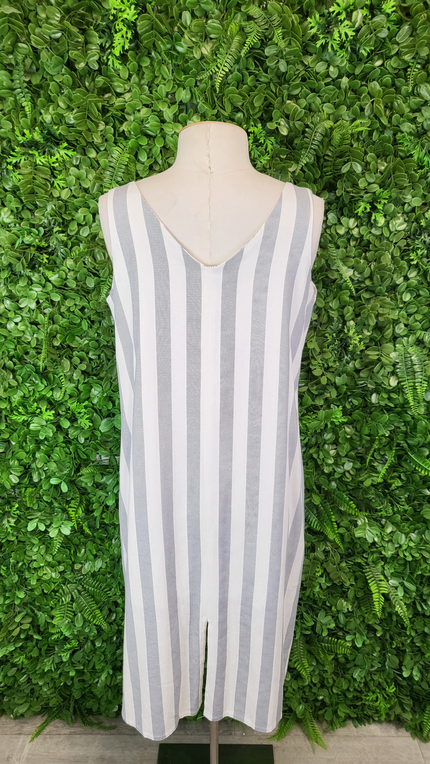 Kilt Cream/Navy Linen Blend Tank Dress (10)