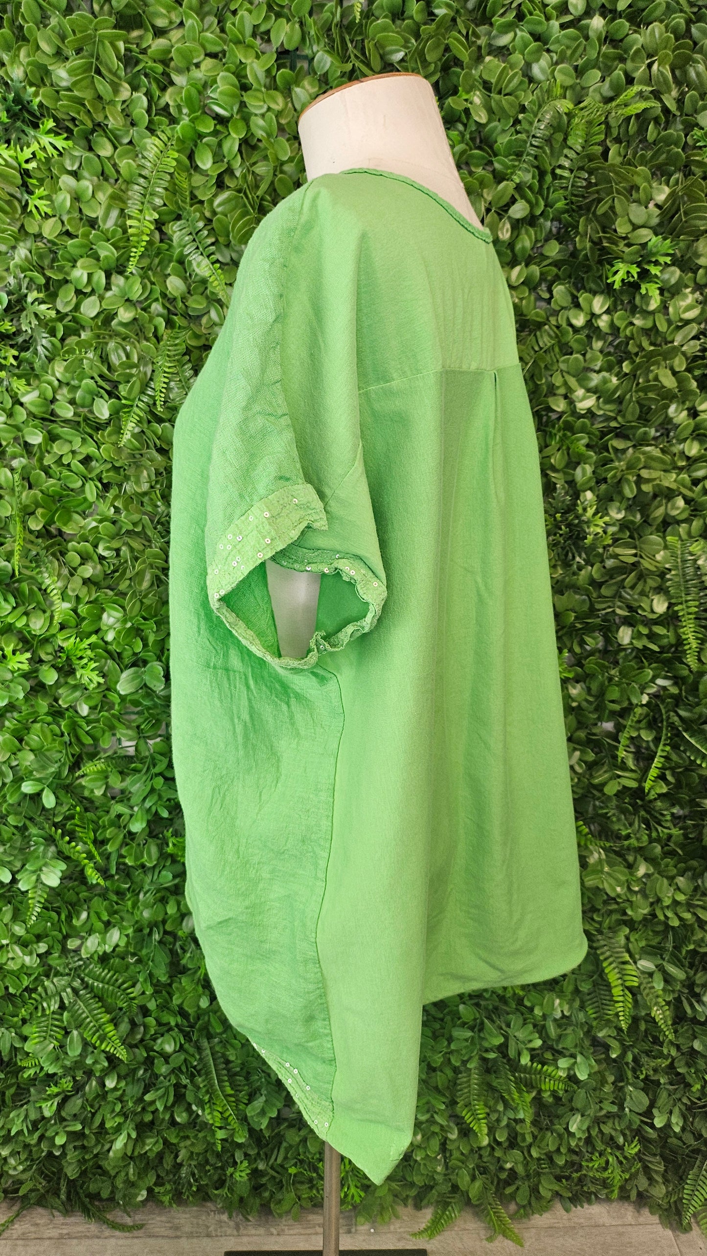 Made In Italy Green Linen Blend Top (18)