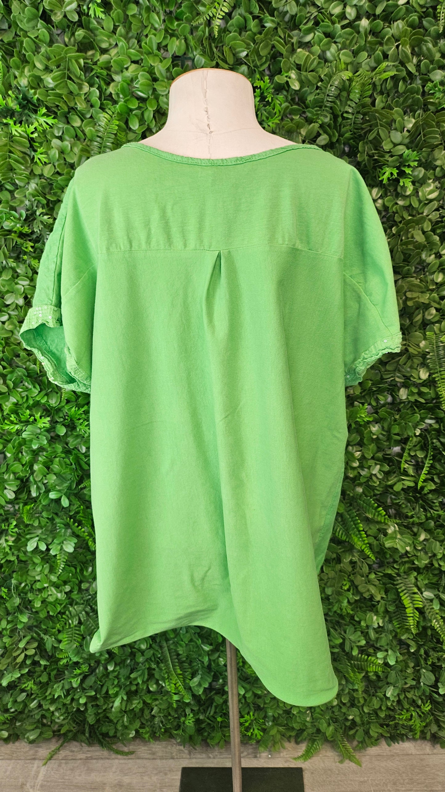 Made In Italy Green Linen Blend Top (18)