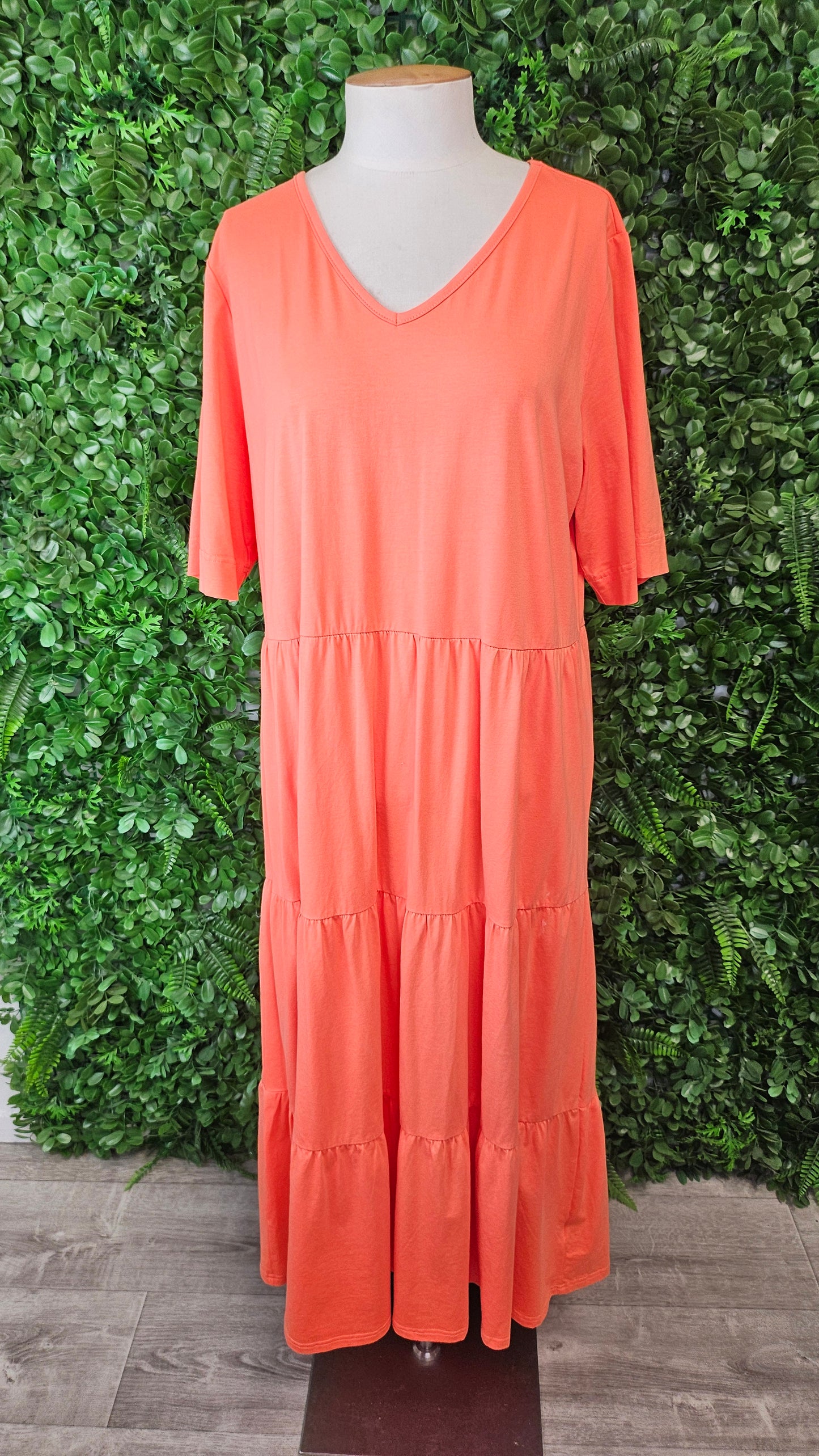 Vassalli Orange Tiered Dress (14-18)