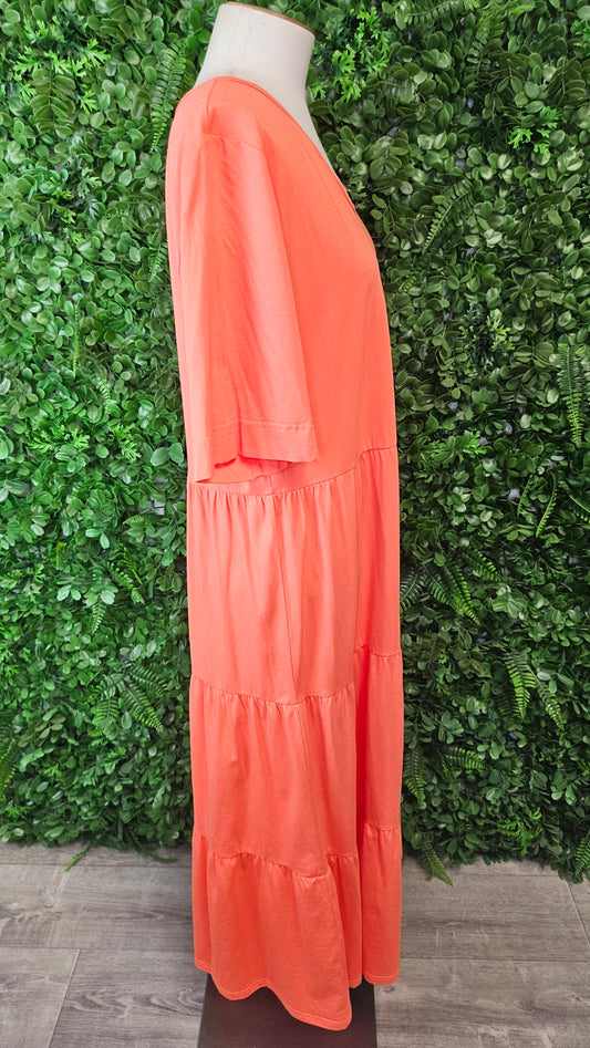 Vassalli Orange Tiered Dress (14-18)