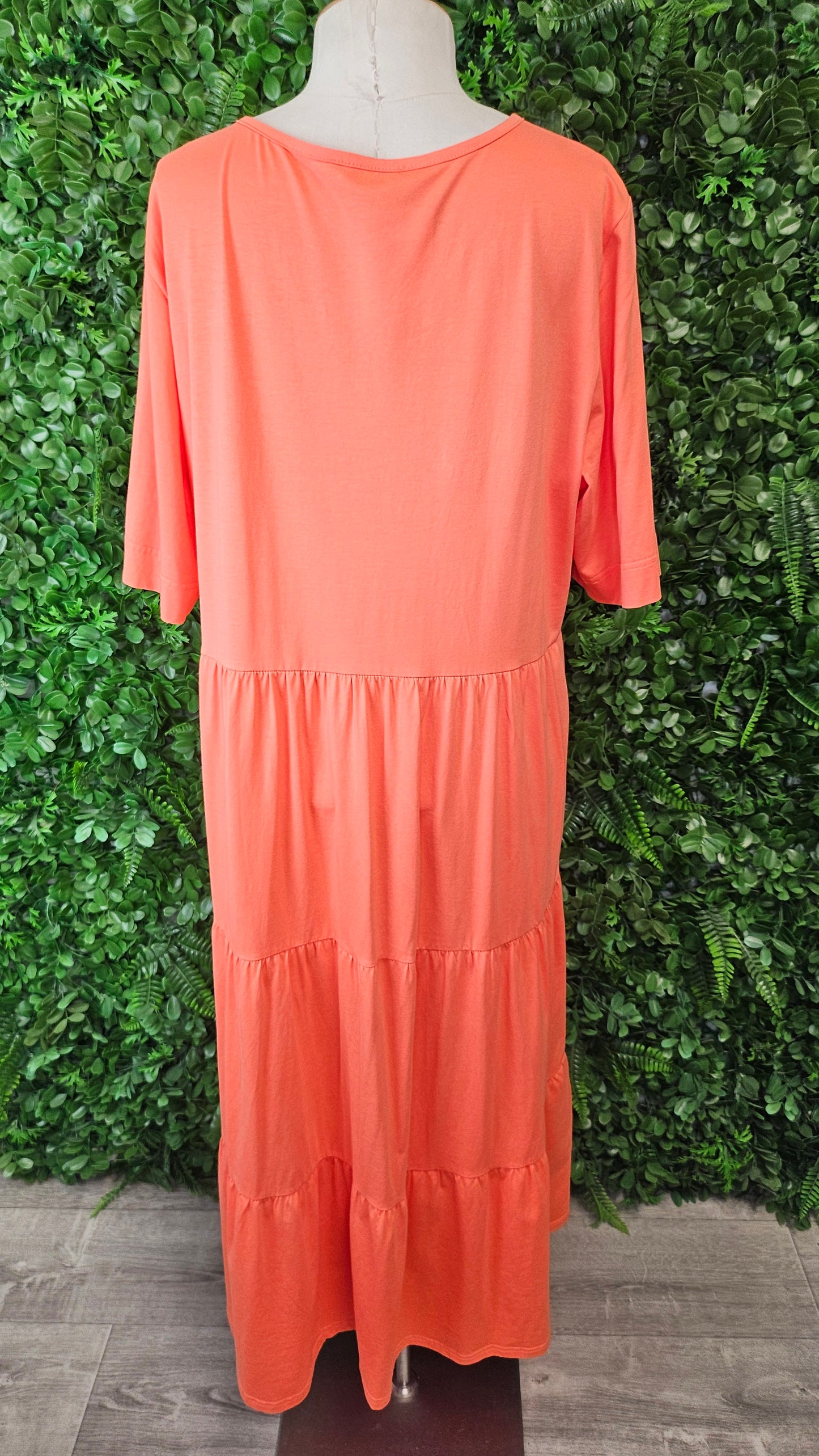 Vassalli Orange Tiered Dress (14-18)