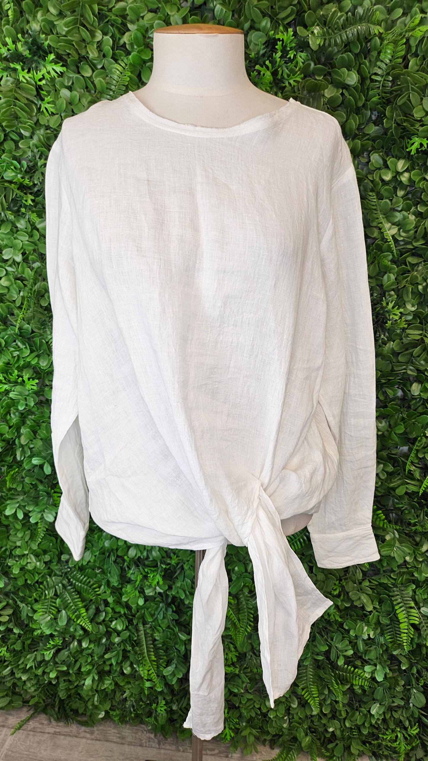 Staple + Cloth White Linen Tie Top (12-14)