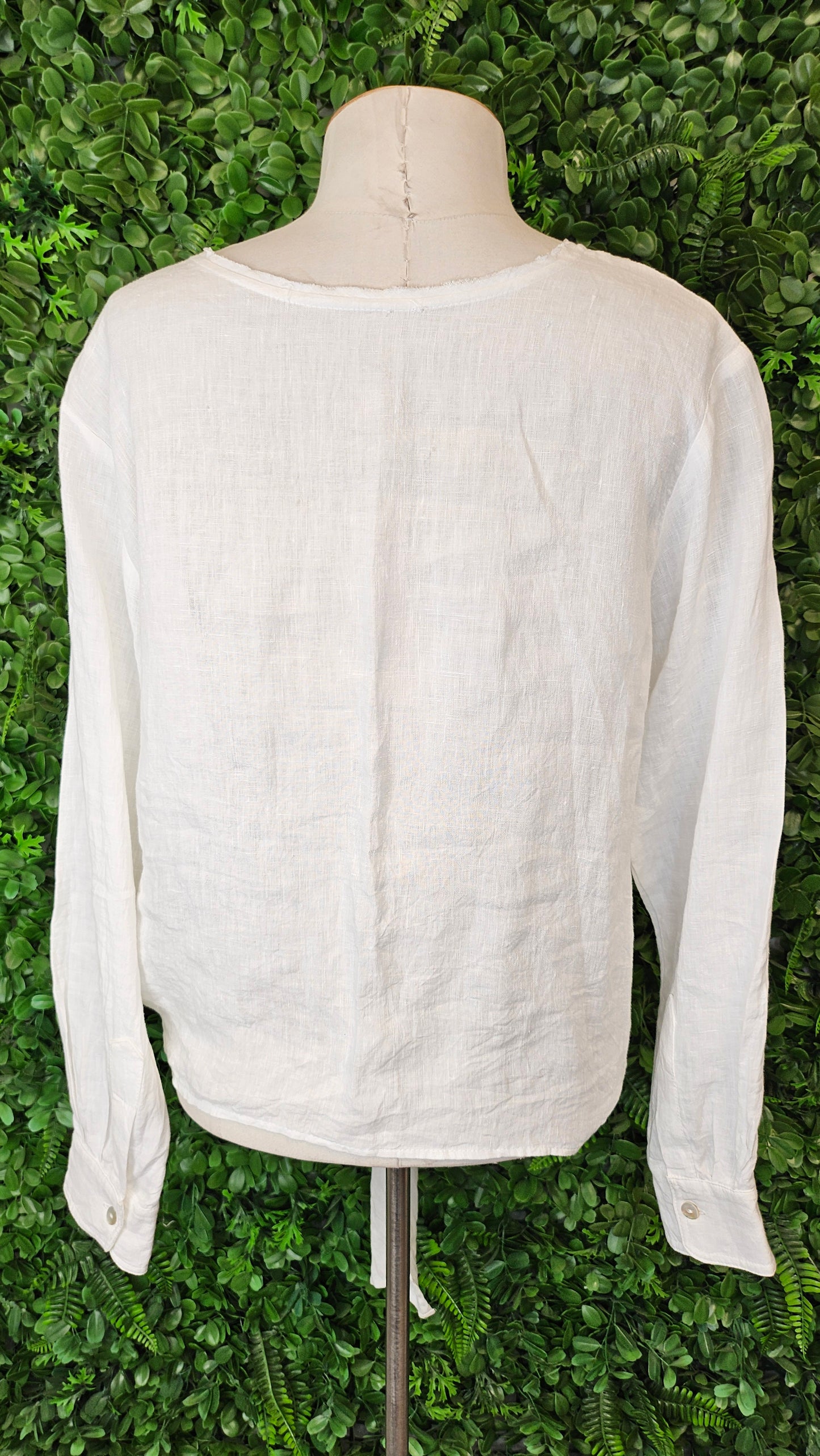 Staple + Cloth White Linen Tie Top (12-14)