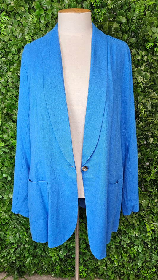 Betty Basics Blue Linen Blazer (14)