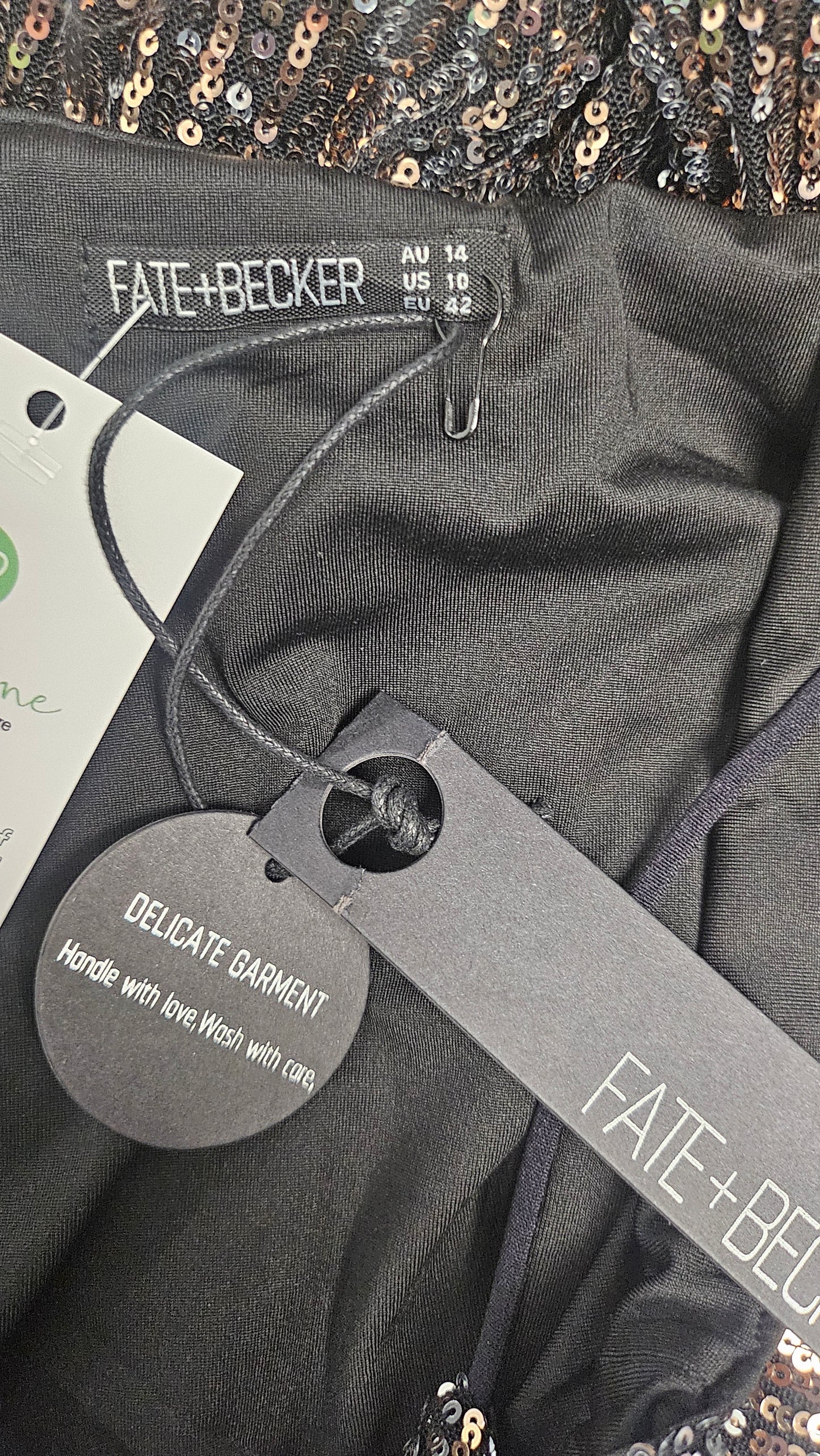 Fate+Becker Black Gold Supernova Sequin Dress BNWT (14)