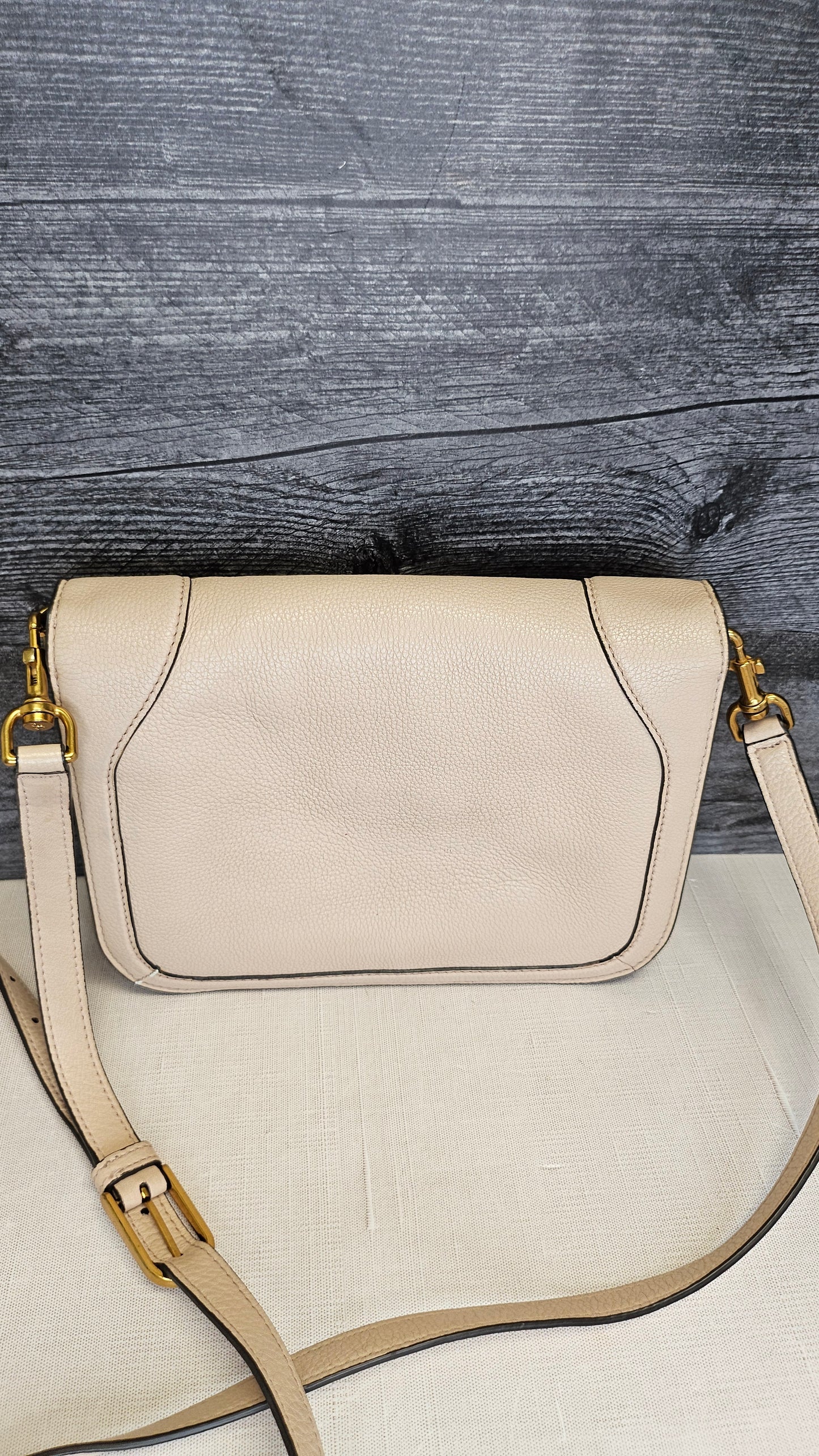 Tory Burch Beige Leather Crossbody Bag 19x24x7cm