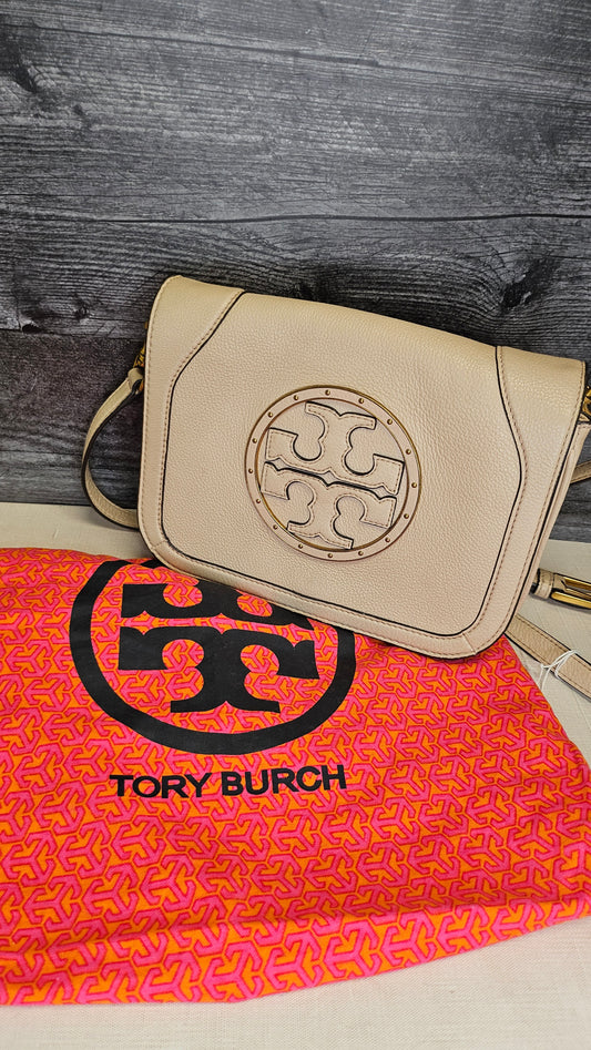 Tory Burch Beige Leather Crossbody Bag 19x24x7cm