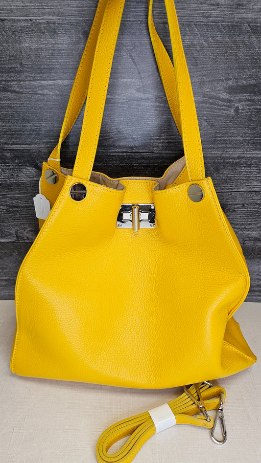 La Lupa Yellow Leather Tote 35x35x17cm