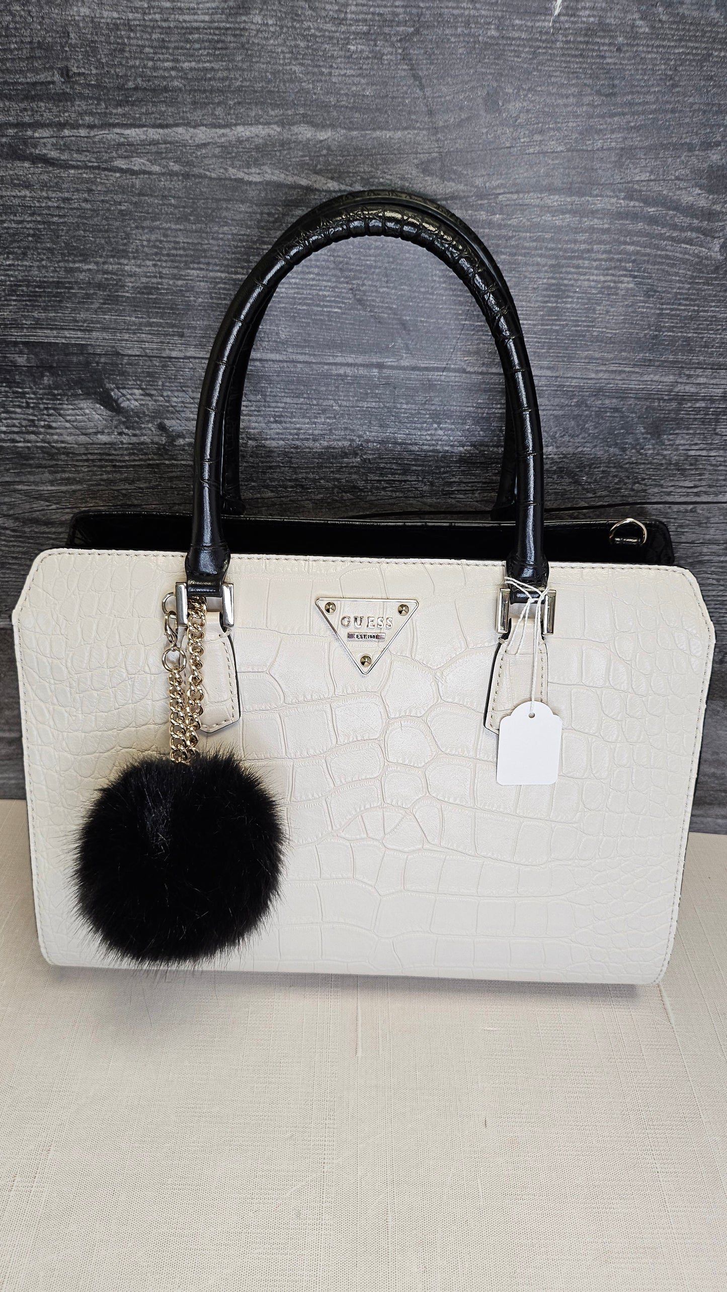 Guess Black/Cream Croc Bag 24x31x15cm